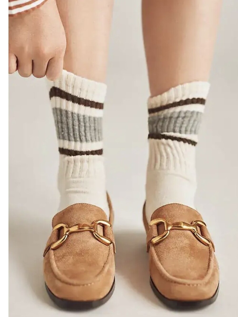 Zagreb Suede Tan Loafers Gold Horse Bit